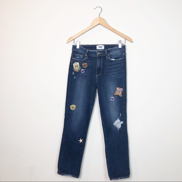 Paige Cropped Patchwork Jeans SZ 27 - Picture 2 of 6